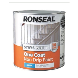 Ronseal Stays White - One Coat Non Drip Paint - Satin 2.5Lt