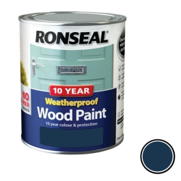 Ronseal 10 Year Weatherproof Wood Paint 750ml - Satin - Midnight Blue