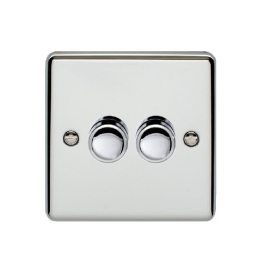 Rotary Dimmer Switch For LED - Polished Chrome - 2 Gang - 2 Way - 400W - (EN2DLEDPC)