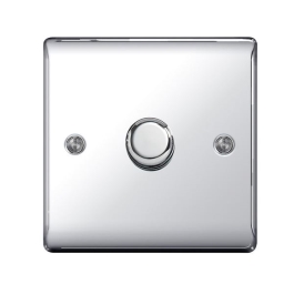 Polished Chrome Dimmer Switch - 1 Gang 2 Way