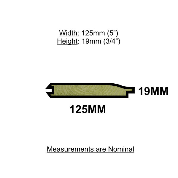 Tanalised Shiplap Cladding - 19mm x 125mm - (Per Metre)