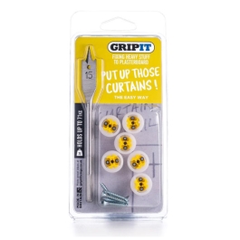 GripIt Wall Mounting Fixings - Curtain - (Yellow) - (Pack of 6)