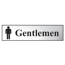 Toilet Door Sign - Gentlemen - (Chrome - 200mm x 50mm)