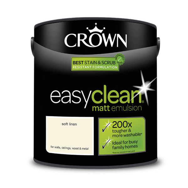Crown EasyClean Matt Emulsion 2.5Lt - Creams - Soft Linen