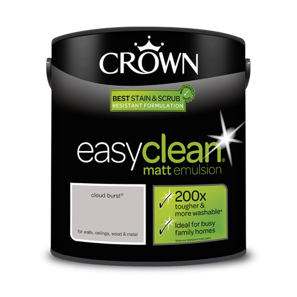 Crown EasyClean Matt Emulsion 2.5Lt - Greys - Cloud Burst