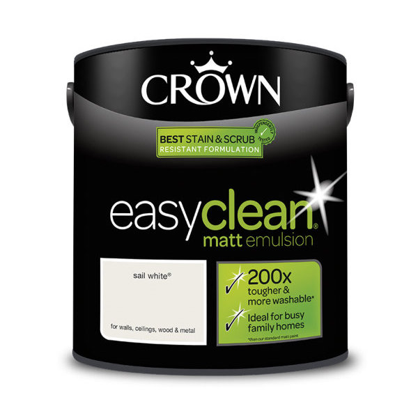 Crown EasyClean Matt Emulsion 2.5Lt - Whites - Sail White