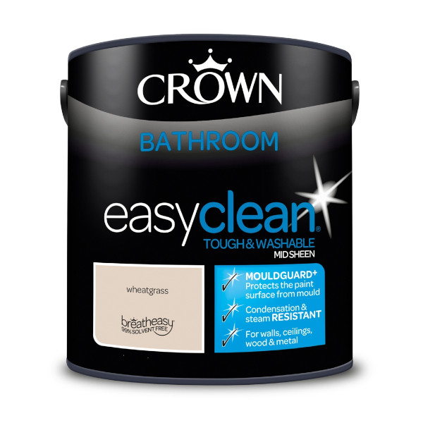 Crown Bathroom Paint 2.5Lt - EasyClean - Mid Sheen - Wheatgrass