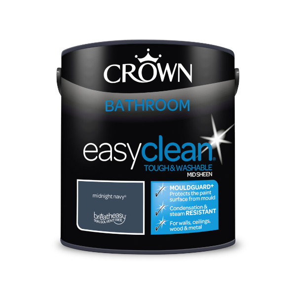 Crown Bathroom Paint 2.5Lt - EasyClean - Mid Sheen - Midnight Navy