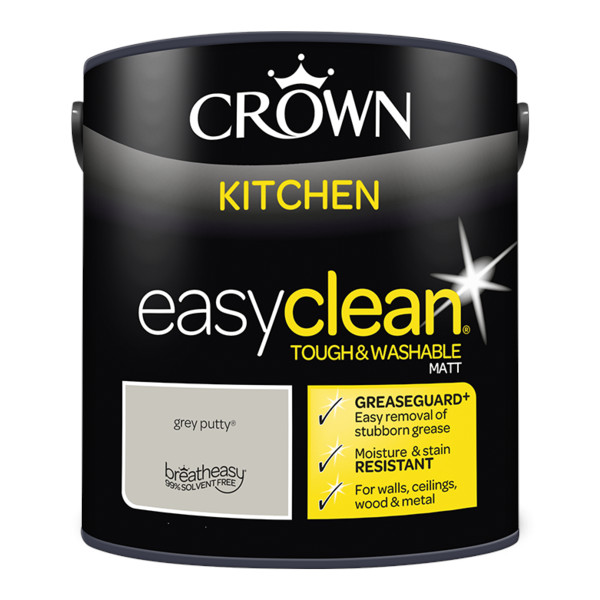 Crown Kitchen Paint 2.5Lt - EasyClean - Matt - Grey Putty