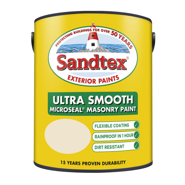 Sandtex Masonry Paint 5Lt - Smooth - Ivory Stone