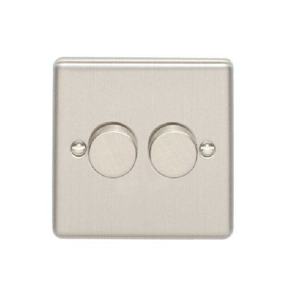 Rotary Dimmer Switch For LED - Stainless Steel - 2 Gang - 2 Way - 400W - (EN2DLEDSS)