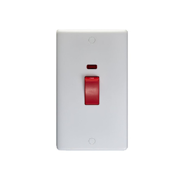 Wall Switch With Neon - 45 Amp - Double Plate - (PL3291)