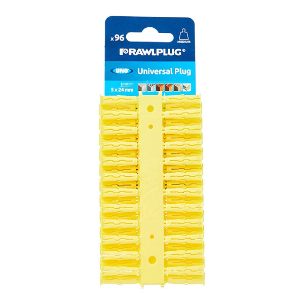 Plastic Wall Plugs (96) - Yellow - (Use 5mm Drill)