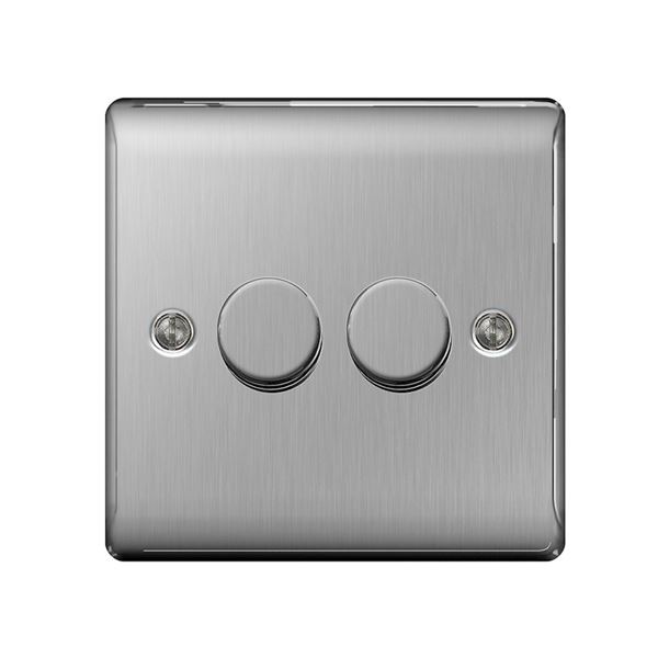 Stainless Steel Dimmer Switch - 2 Gang 2 Way