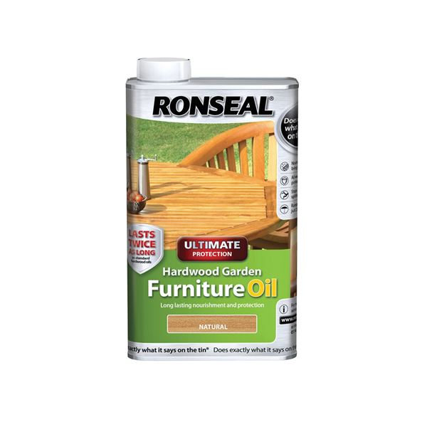 Ronseal Hardwood Garden Furniture Oil 1Lt - Natural Teak