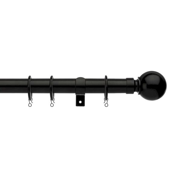 Universal Curtain Pole - 3.0Mt x 28mm - Ball - Black