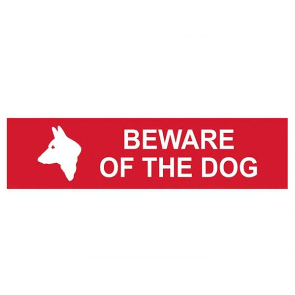Beware Of The Dog Sign - PVC - (200mm x 50mm)