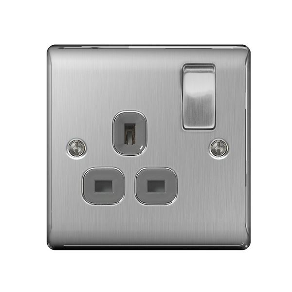 Stainless Steel Switched Socket - 1 Gang