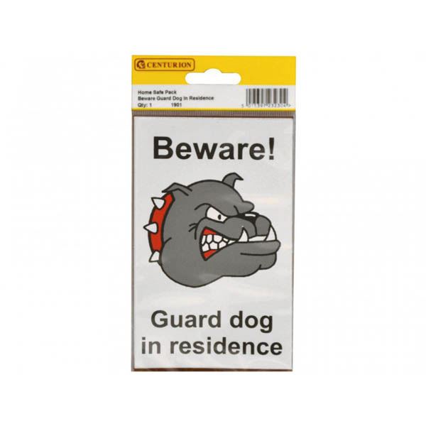 Beware Guard Dog Sign - (89mm x 150mm) - (Pack of 2)