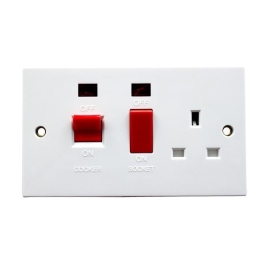 Cooker Panel - 45 Amp with 13 Amp Socket - Neon