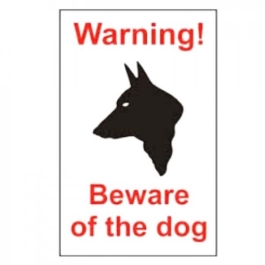 Beware Of The Dog Sign - (89mm x 150mm) - (Pack of 2)