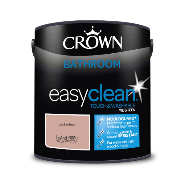 Crown Bathroom Paint 2.5Lt - EasyClean - Mid Sheen - Pashmina