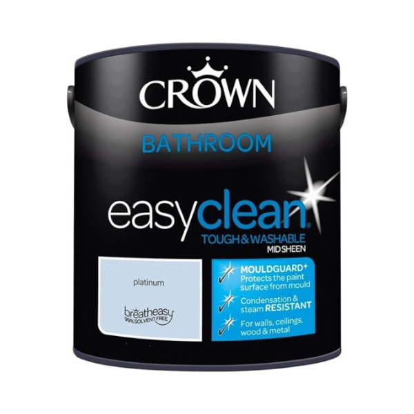 Crown Bathroom Paint 2.5Lt - EasyClean - Mid Sheen - Platinum